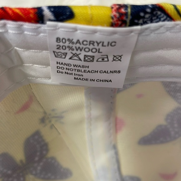 Butterfly & Ladybug Yellow Cap with Multicolored Butterflies Baseball Cap - Picture 11 of 12